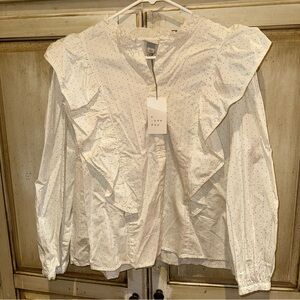 A New Day White Blouse with Subtle Dots